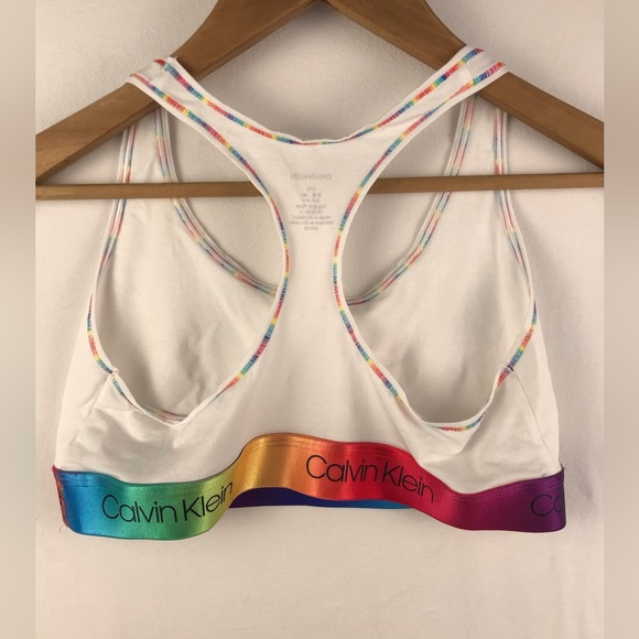 CK Calvin Klein Bralette Large Unlined Rainbow Pride Racerback Colorful - Picture 3 of 5